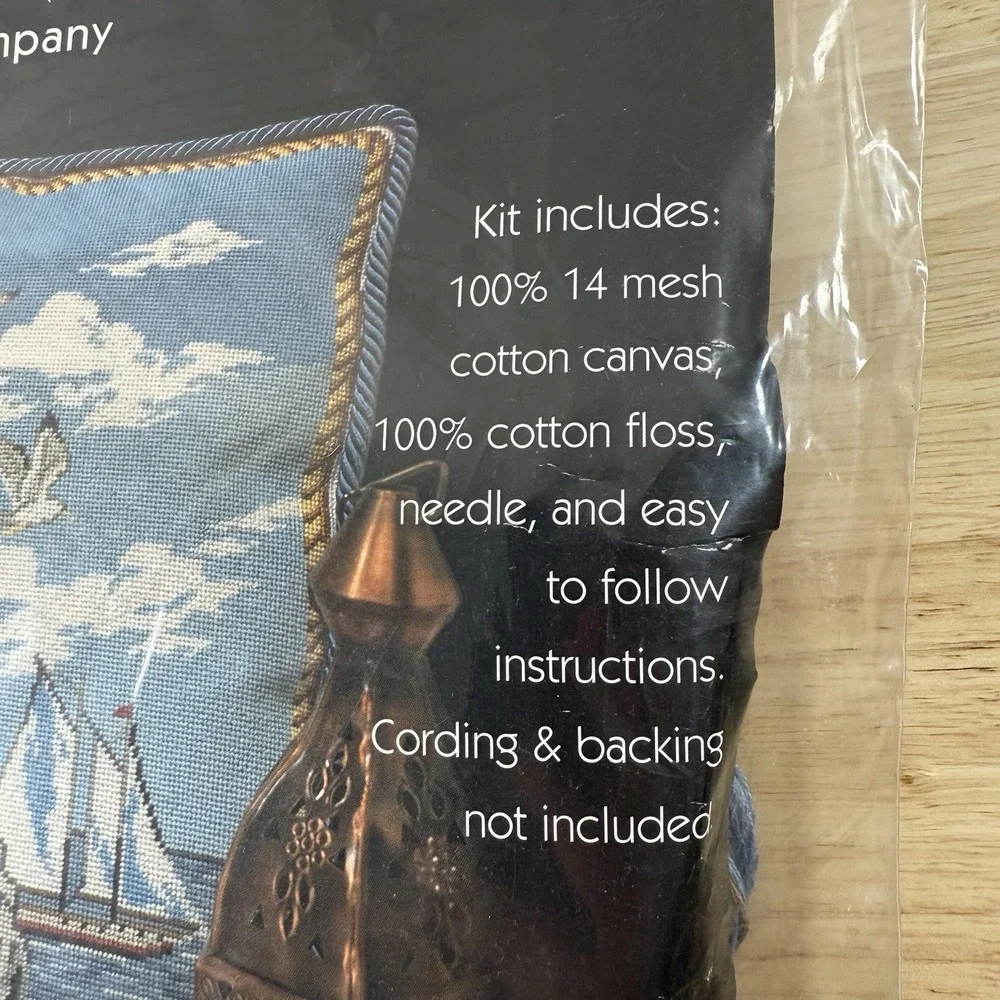 Vintage Home Creations Lighthouse Needlepoint Pillow Kit 15x15 Nautical Sailboat